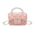 Girl's Small Pu Leather Solid Color Lingge Cute Pearls Square Lock Clasp Crossbody Bag