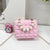 Girl's Small Pu Leather Solid Color Lingge Cute Pearls Zipper Crossbody Bag