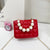 Girl's Small Pu Leather Solid Color Lingge Cute Pearls Zipper Crossbody Bag