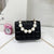 Girl's Small Pu Leather Solid Color Lingge Cute Pearls Zipper Crossbody Bag