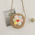 Girl's Small Straw Flower Bow Knot Cute Round Zipper Crossbody Bag