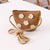 Girl's Straw Flower Strawberry Bow Knot Cute Bucket Zipper Crossbody Bag