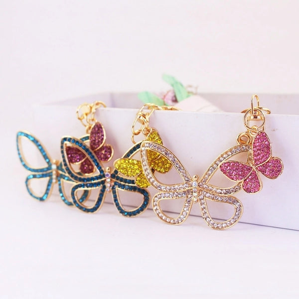 Glam Butterfly Zinc Alloy Inlay Rhinestones Women's Bag Pendant Keychain