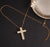 Glam Cross Copper Zircon Pendant Necklace In Bulk