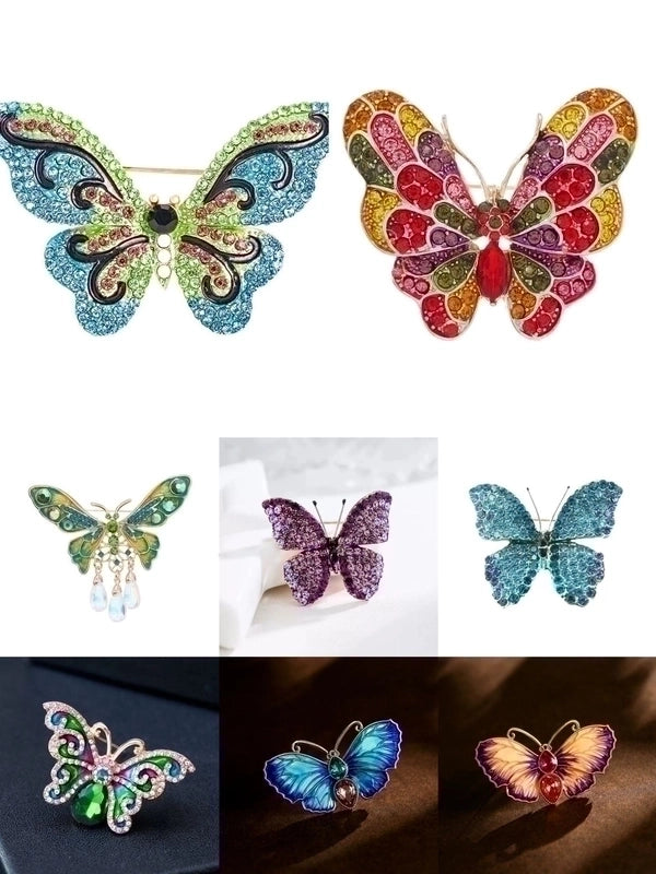 Glam Pin Butterfly Alloy Inlay Rhinestones Unisex Brooches