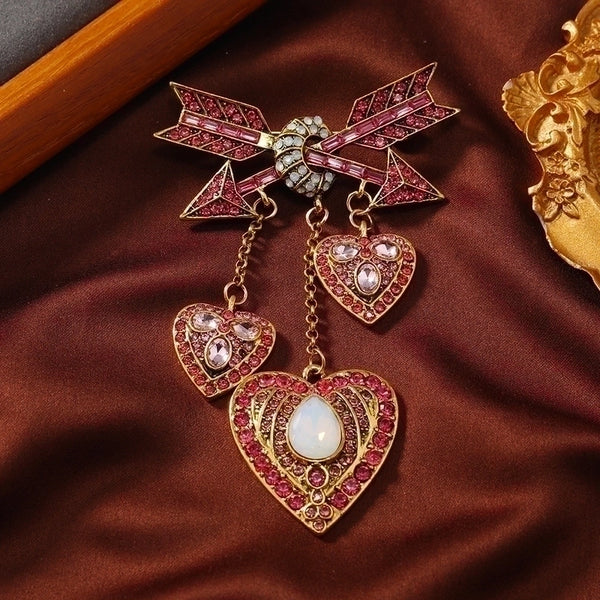 Glam Retro Pin Heart Shape Arrow Alloy Women's Brooches