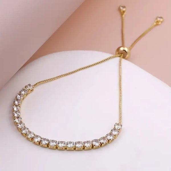 Glam Minimalist Square Copper 18k Gold Plated Zircon Tennis Bracelet In Bulk