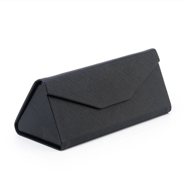 Glasses Case Handmade Triangle Black Foldable Glasses Case Pu Leather Cross Pattern Sunglasses Case Plain Glasses Box