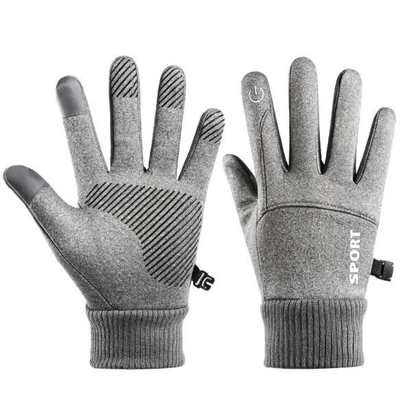 Gloves Men's Winter Touch Screen Warm Gloves Windproof Waterproof Cold-proof Fleece-lined Outdoor Sports Riding Gloves