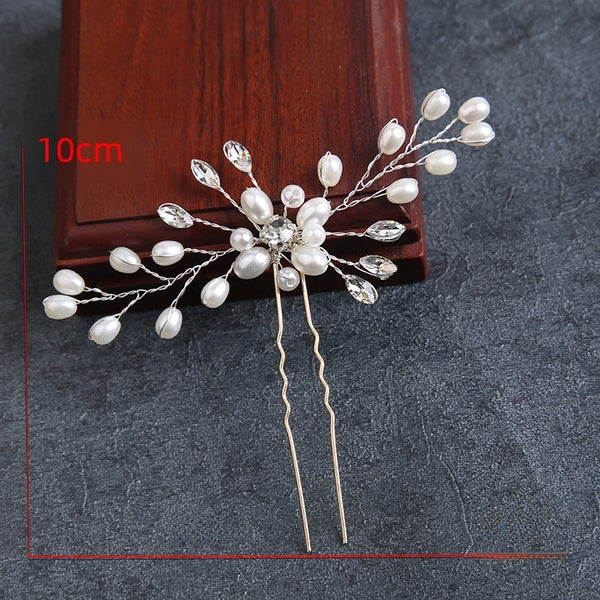 Golden  Bride Female Headwear Handmade U-Row Hair Fork Leaf Hair Accessories Wedding Plate Hair Accessories Hair Accessories Hair Fork Hairpin