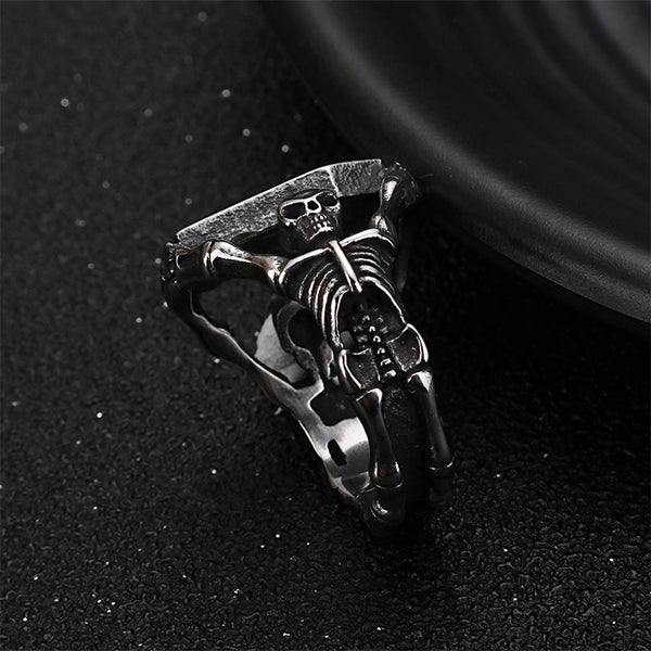 Gothic Punk Skull Stainless Steel 18K Gold Plated Halloween Men's Rings