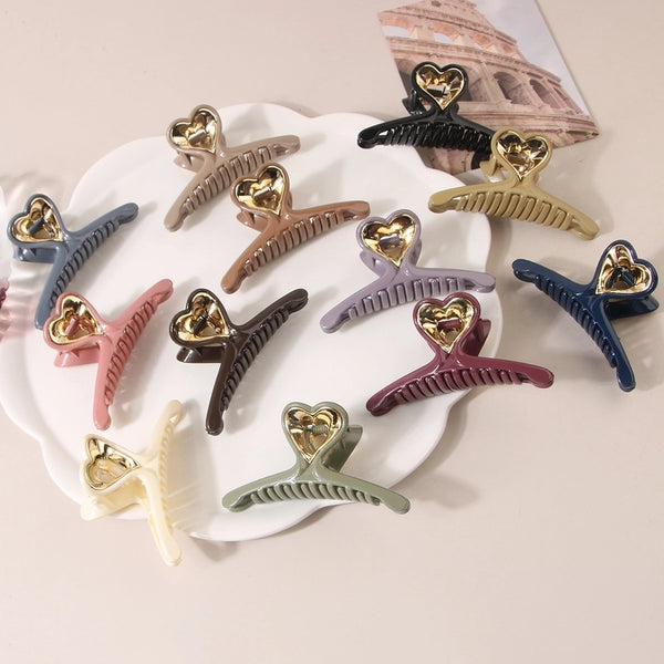 Guan Yang  New Arrival Love Grip Barrettes Women's Simple Fashionable Hairpin Back Head Updo Shark Clip Hair Accessories