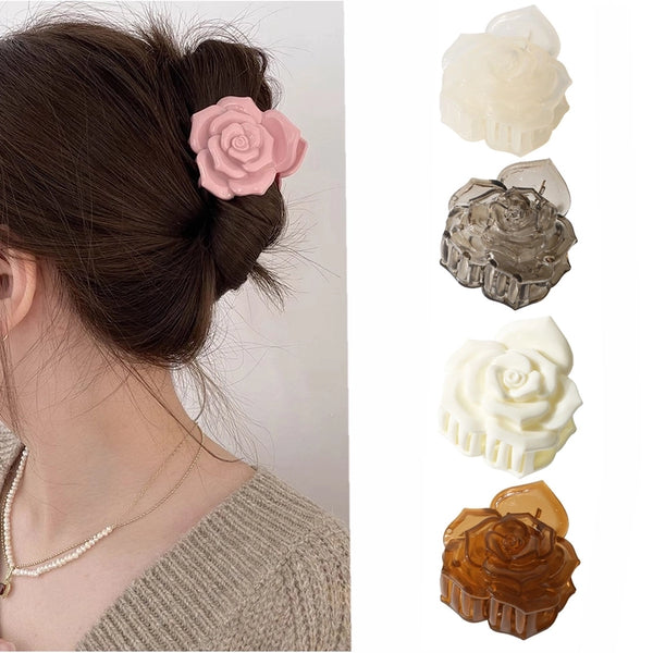 Guanyang Sweet Tridimensional Rose Grip  High-Grade Women's Back Hair Updo Shark Clip Hairpin Hair Ornaments