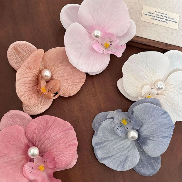 Guyun Orange Blue Phalaenopsis Hairpin Photo Hairpin Female Bangs Clip Back Head Headwear Hair Accessories Girl Side Clip Top Clip