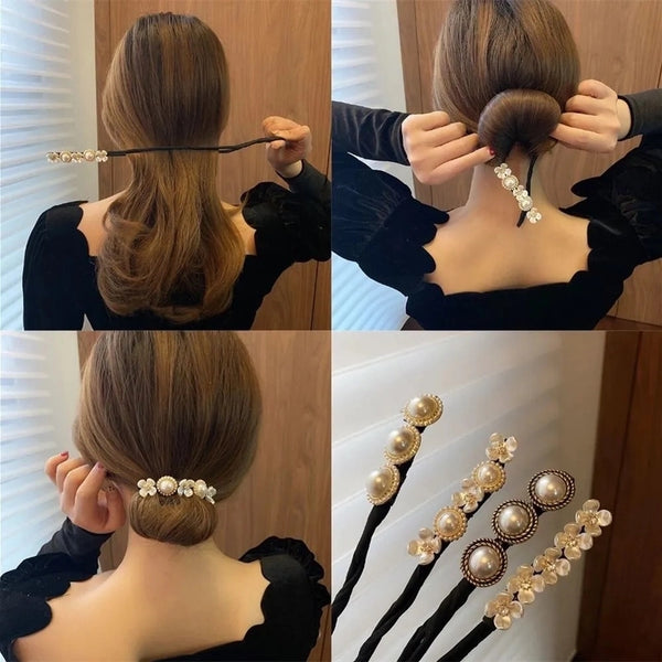 Hair Coiler Meatball Head Korean Internet Popular Hair Coat Hair Pin Hair Braided Lazy Hair Curler Popular Flower Pearl Hairpin