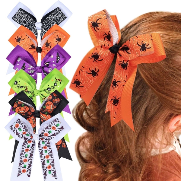 Halloween Cartoon Style Girl'S Bow Knot Printing Contrast Collar Hair Clip