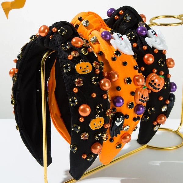 Halloween Casual Classic Style Women's Pumpkin Alloy Inlay Resin Rhinestones Hair Band