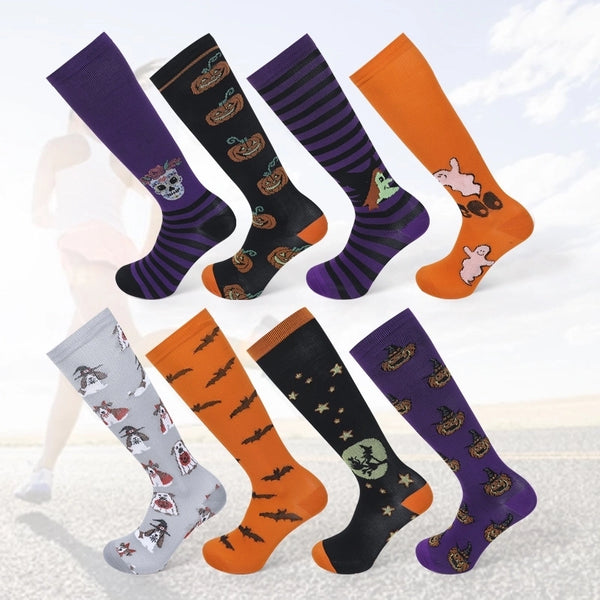 Halloween Cute Funny Men's Pumpkin Skull Nylon Crew Socks A Pair