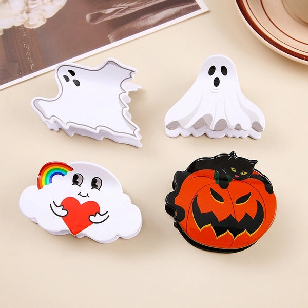 Halloween Cute Funny Women's Pumpkin Cartoon Ghost Arylic Carving Hair Claws