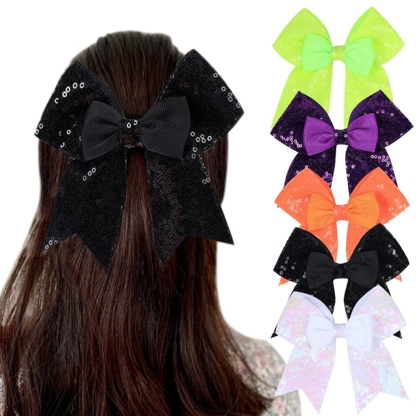 Halloween Cute Kid'S Bow Knot Sequin Threaded Braid Sequins Hair Clip