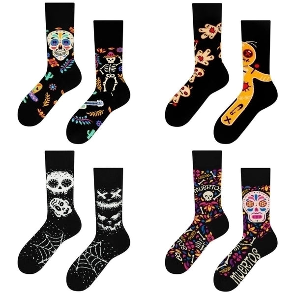 Halloween Funny Unisex Skull Cotton Crew Socks A Pair