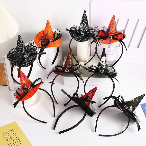 Halloween Headband Pumpkin Party Witch Hat Decorative Supplies Classic Spider Web Witch Hat Headband Hair Accessories