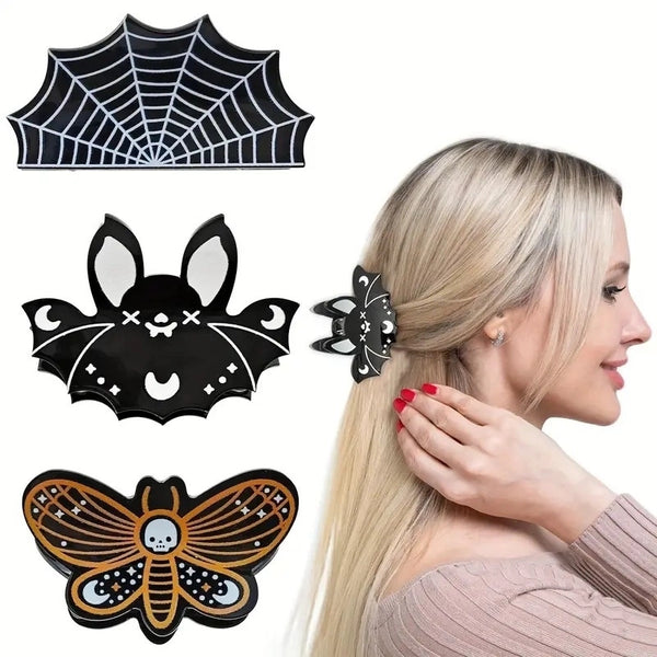 Halloween Simple Style Women's Pumpkin Spider Web Bat Arylic Hair Claws