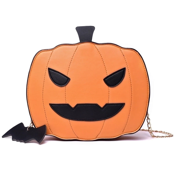 Halloween Women'S Small PU Leather Pumpkin Streetwear Zipper Chain Bag