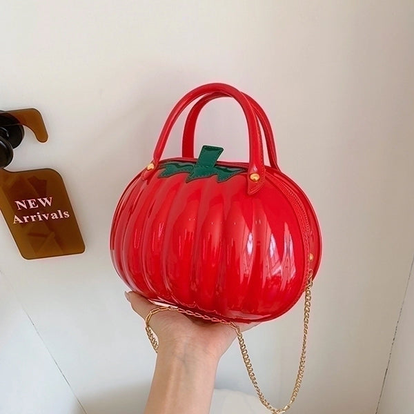 Halloween Women's Medium Pu Leather Pumpkin Streetwear Zipper Shoulder Bag Handbag Chain Bag