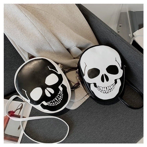 Halloween Women's Small Pu Leather Ghost Punk Round Zipper Crossbody Bag