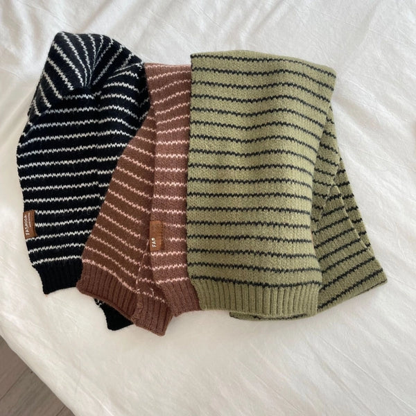 Han Fan Boys' Scarf Cool Trendy Handsome Striped Jacquard Knitted Scarf Children's Scarf