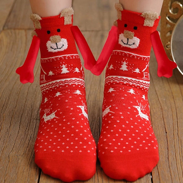 Hand-in-hand Socks Couple Magnetic Pull Hand Cute Hand-in-hand Christmas Socks Shake Tone Cotton Sticker Sucker Stocking In Stock