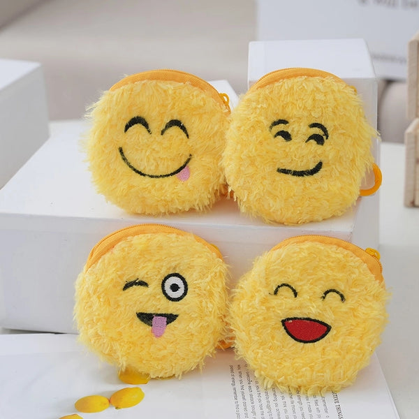 Harajuku Zipper Classic Cute Little Smiley Face Change Emoji Coin Bag Cute Plush Pendant Wholesale