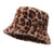 Hat Women's Winter Face-looking Leopard Print Fisherman Hat Women's  Warm Basin Hat  Plush Bucket Hat