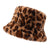 Hat Women's Winter Face-looking Leopard Print Fisherman Hat Women's  Warm Basin Hat  Plush Bucket Hat