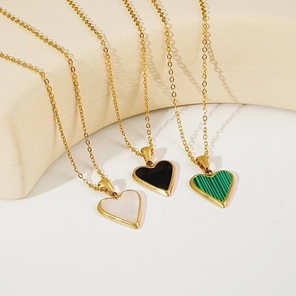 Heart Shaped Enamel Fashion Retro Pendant Simple Titanium Steel Clavicle Necklace