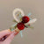 High-grade Cherry Half Tie Grab Clip Women's Back Of Head Red Hairpin Hairpin   Hair Shark Clip Headwear