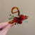 High-grade Cherry Half Tie Grab Clip Women's Back Of Head Red Hairpin Hairpin   Hair Shark Clip Headwear