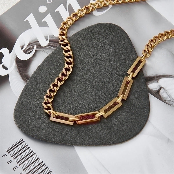 Hip Hop Fashion Stainless Steel Clavicle Chain Stitching Chain Necklace