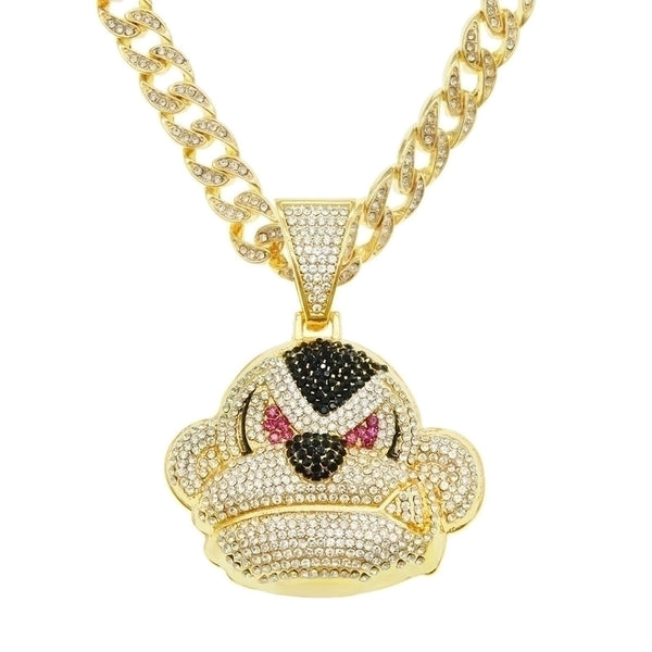 Hip Hop Full Diamond Three-dimensional Monkey Pendant Necklace Domineering Cuban Chain Necklace