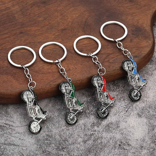 Hip-Hop Punk Motorcycle Alloy Iron Polishing White Gold Plated Bag Pendant Keychain