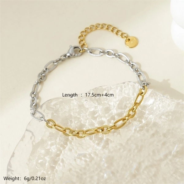 Hip-Hop Punk Minimalist Oval 304 Stainless Steel 14K Gold Plated Bracelets In Bulk