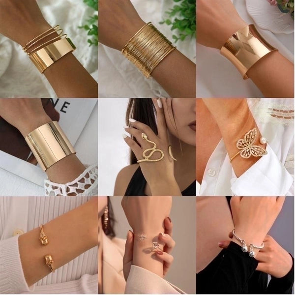 Alloy Gold Plated Silver Plated Hip-Hop Classic Style Streetwear Plating Hollow Out Inlay Animal Artificial Crystal Artificial Pearls Zircon Wristband Bangle