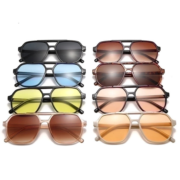 Hip-hop Color Block Ac Square Full Frame Women's Sunglasses