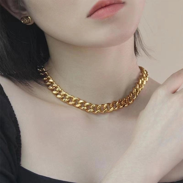 Hip-hop Geometric Solid Color Titanium Steel Plating Necklace 1 Piece