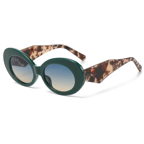 Hip-hop Leopard Pc Oval Frame Full Frame Women's Sunglasses