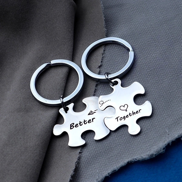 Hip-hop Letter Jigsaw Stainless Steel Printing Bag Pendant Keychain Necklace