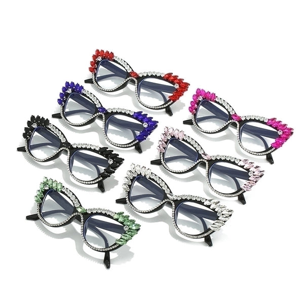 Hip-hop Punk Geometric Ac Special-shaped Mirror Diamond Full Frame Glasses