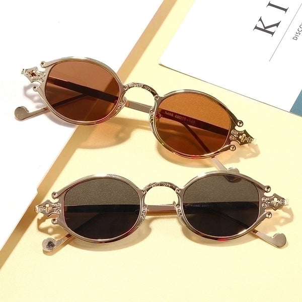 Hip-hop Punk Streetwear Solid Color Resin Oval Frame Full Frame Women's Sunglasses