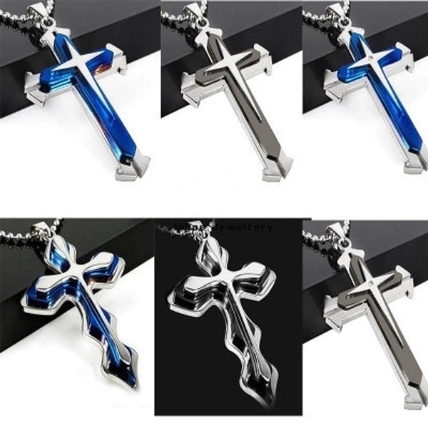 Hip-hop Retro Cross Metal Plating Gold Plated Men's Pendant Necklace